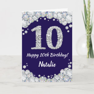 Carte Joyeux 10e anniversaire Marine Bleu et Parties sci