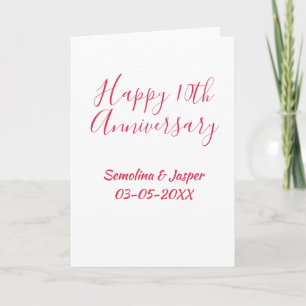 Carte joyeux 10e anniversaire nom rouge rétro simple mod