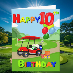Carte Joyeux 10e anniversaire Red Boys Golf Card