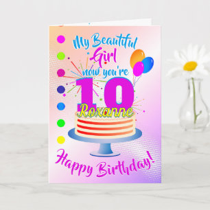 Carte Joyeux 10e anniversaire ROSE Modifiable