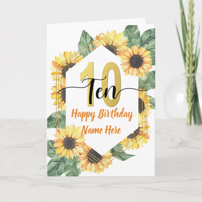 Carte Joyeux 10e anniversaire Sunflower Salutation (Devant)