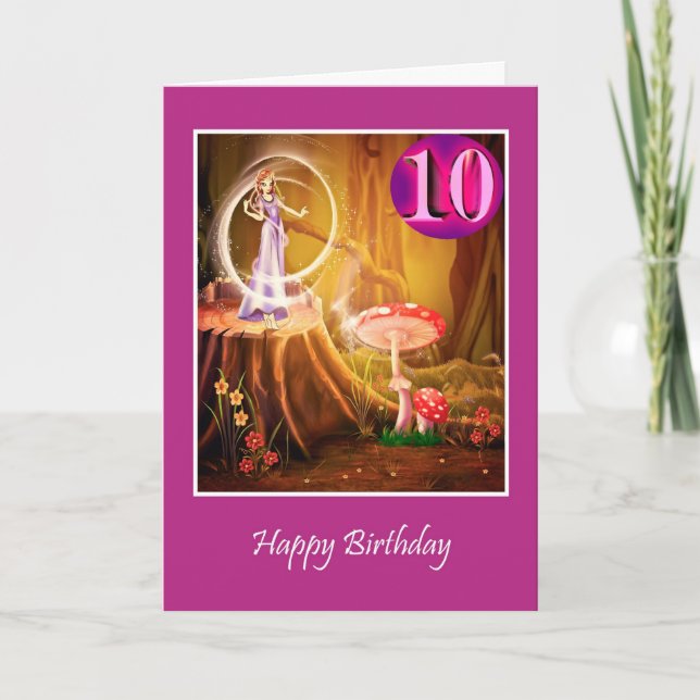 Carte Joyeux 10ème anniversaire pour fille avec dixième  (Devant)