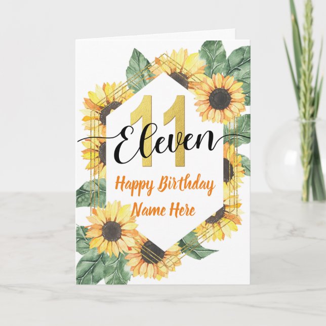 Carte Joyeux 11e anniversaire Sunflower Salutation (Devant)