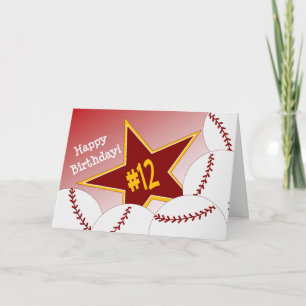 Carte Joyeux 12ème anniversaire, étoile du base-ball !