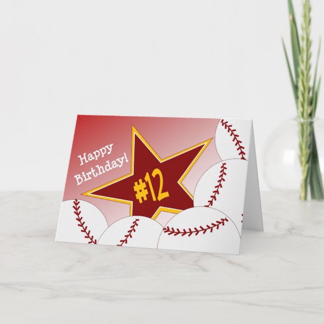 Carte Joyeux 12ème anniversaire, étoile du base-ball ! (Devant)