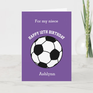 Carte Joyeux 12ème Anniversaire Nièce Football Violet
