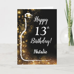 Carte Joyeux 13e anniversaire Black and Gold Parties sci
