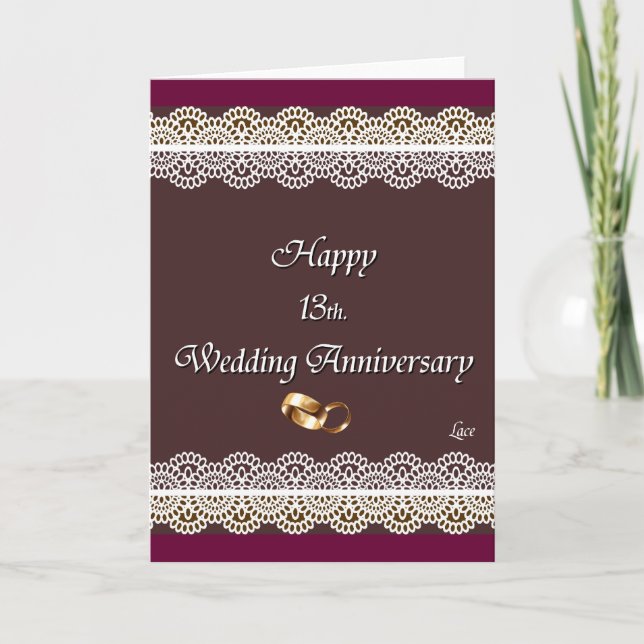 Carte Joyeux 13e anniversaire de mariage Lace (Devant)