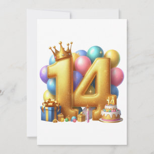 Carte Joyeux 14e anniversaire