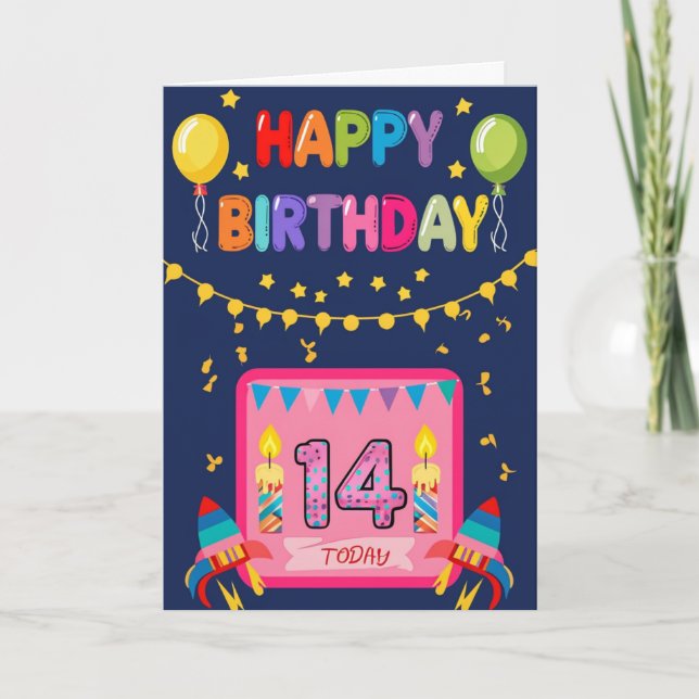 Carte Joyeux 14e anniversaire (Devant)