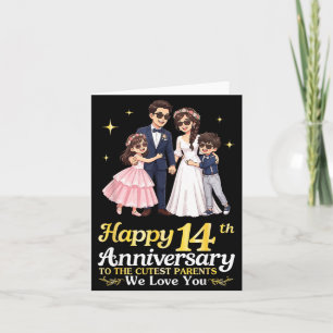 Carte Joyeux 14e Anniversaire Parents les Plus Mignons A