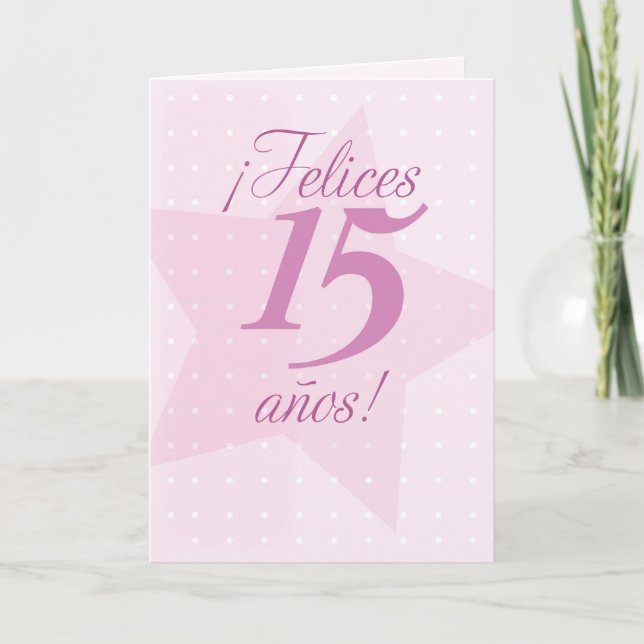 Carte Joyeux 15ème anniversaire, Espagnol, Quinceanera, (Devant)