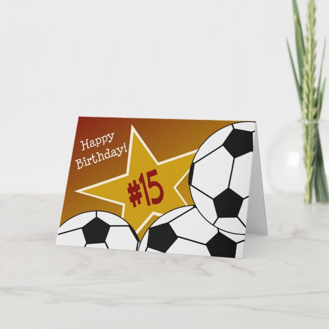 Carte Joyeux 15ème anniversaire, étoile du football ! (Devant)