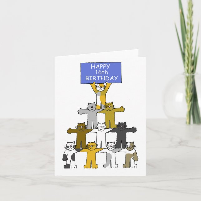 Carte Joyeux 16e anniversaire chats (Devant)