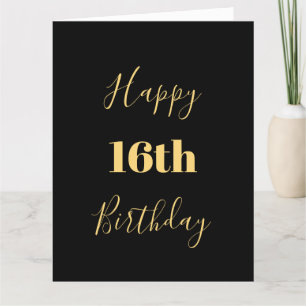 Carte Joyeux 16e anniversaire Gold Jaune Black âge perso