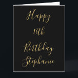 Carte Joyeux 16e anniversaire Gold Jaune Black Nom perso<br><div class="desc">Conçu avec des modèles de texte jaune doré pour le message "Happy 16th Birthday" et le nom personnalisé que vous pouvez modifier pour customiser et aussi des arrière - plans de couleur personnalisés!</div>
