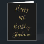 Carte Joyeux 16e anniversaire Gold Jaune Black Nom perso<br><div class="desc">Conçu avec des modèles de texte jaune doré pour le message "Happy 16th Birthday" et le nom personnalisé que vous pouvez modifier pour customiser et aussi des arrière - plans de couleur personnalisés!</div>