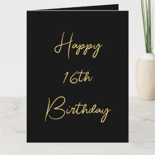 Carte Joyeux 16e anniversaire Seize Or Black âge personn