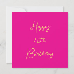 Carte Joyeux 16e anniversaire Seteen Gold Hot Pink 2025