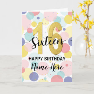 Carte Joyeux 16ème Anniversaire Fille Pastel Arc-en-ciel