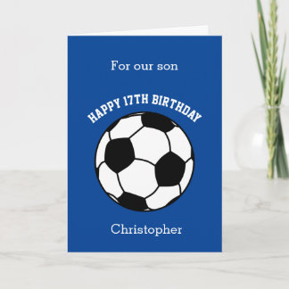 Carte Joyeux 17e Anniversaire Fils Footballeur Bleu