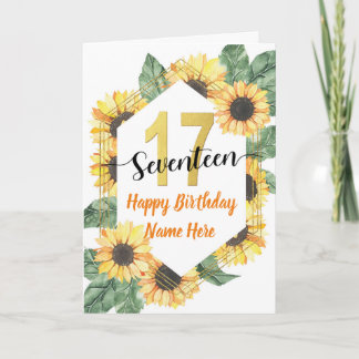 Carte Joyeux 17e anniversaire Sunflower Salutation