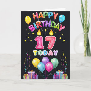 Carte Joyeux 17ème anniversaire