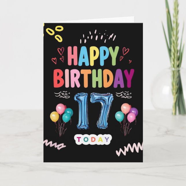 Carte Joyeux 17ème anniversaire (Devant)