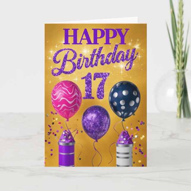 Carte Joyeux 17ème anniversaire (Devant)
