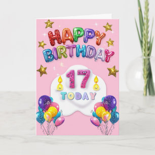 Carte Joyeux 17ème anniversaire