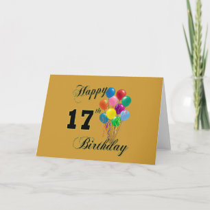 Carte Joyeux 17ème anniversaire design avec ballons