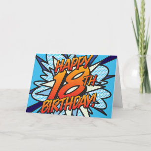 Carte Joyeux 18e ANNIVERSAIRE Bande dessinée Pop Art ble