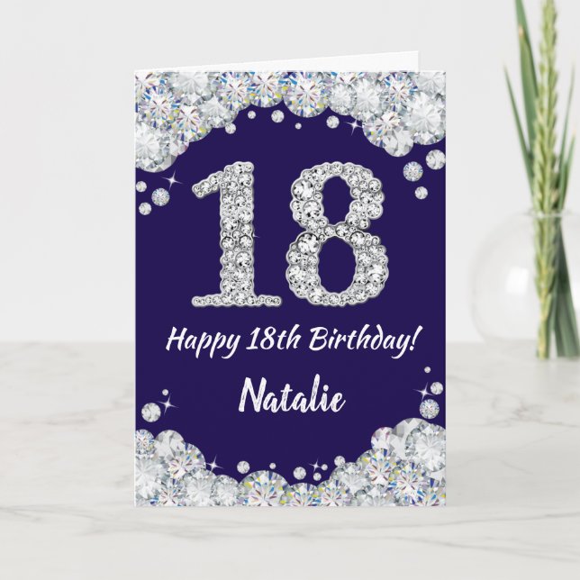 Carte Joyeux 18e anniversaire Marine Parties scintillant (Devant)