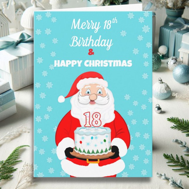 Carte Joyeux 18e anniversaire Noël Santa  (Créateur téléchargé)