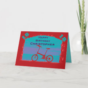 Carte Joyeux 18e anniversaire, nom, Bicycle rouge Saluta