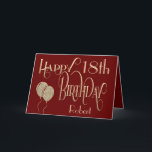 Carte Joyeux 18e anniversaire Nom Bourgogne Or<br><div class="desc">Un design élégant de la typographie stylisée dans des couleurs masculines de la Bourgogne et de l'or pour souhaiter un Happy 18th. Happy Birthday est mis dans une typographie ornée de script en or, et l'âge est dans une police de coordonnées. Personnalisez facilement le nom de votre destinataire et le...</div>