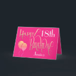 Carte Joyeux 18e anniversaire Nom Ornate Hot Pink Gold<br><div class="desc">Un design élégant couleur féminine de typographie ornée en or et blanc sur un arrière - plan rose chaud pour un 18ème anniversaire bien qu'il soit très polyvalent car vous pouvez facilement personnaliser l'âge à n'importe quel besoin! Joyeux anniversaire est fixé dans un script décoratif, et l'âge est dans une...</div>