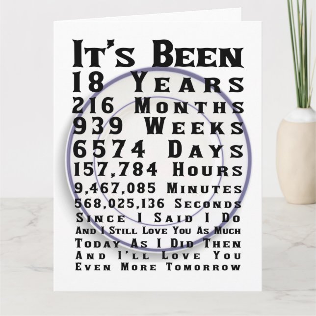 Carte Joyeux 18ème anniversaire de Mariage de porcelaine (Devant)