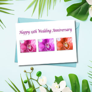 Carte Joyeux 19e Anniversaire de Mariage Orchidées