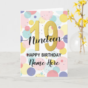 Carte Joyeux 19e anniversaire Pastel Arc-en-ciel et fill