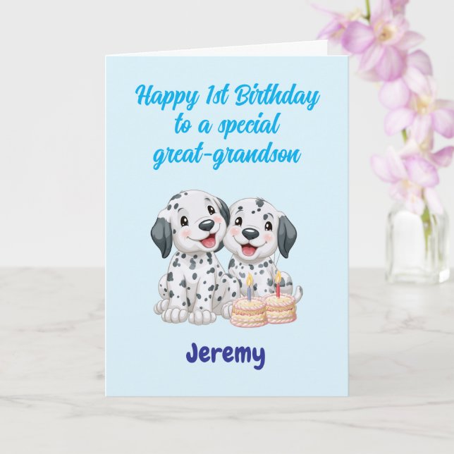 Carte Joyeux 1er anniversaire arrière-petit-fils, garçon (Orchidée)