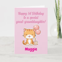 Joyeux 1er Anniversaire Arrière-petite-fille, Chat
