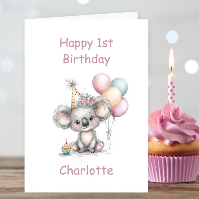 Carte Joyeux 1er anniversaire au koala mignon (Créateur téléchargé)