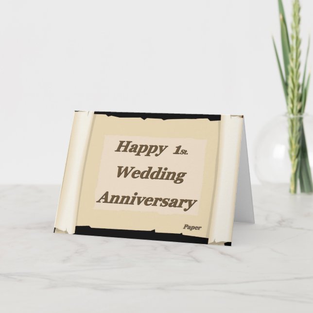 Carte Joyeux 1er anniversaire de mariage en papier (Devant)