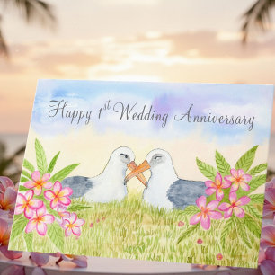 Carte Joyeux 1er anniversaire de mariage Laysan Albatros