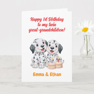 Carte Joyeux 1er Anniversaire Jumeaux Arrière-Petits-Enf