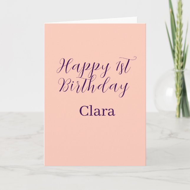 Carte Joyeux 1er anniversaire orange violet boho rétro n (Devant)