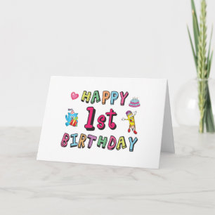 Carte Joyeux 1er Anniversaire pour les enfants de 1 an