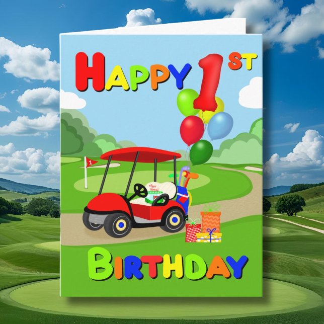 Carte Joyeux 1er anniversaire Red Boys Golf Card (Créateur téléchargé)