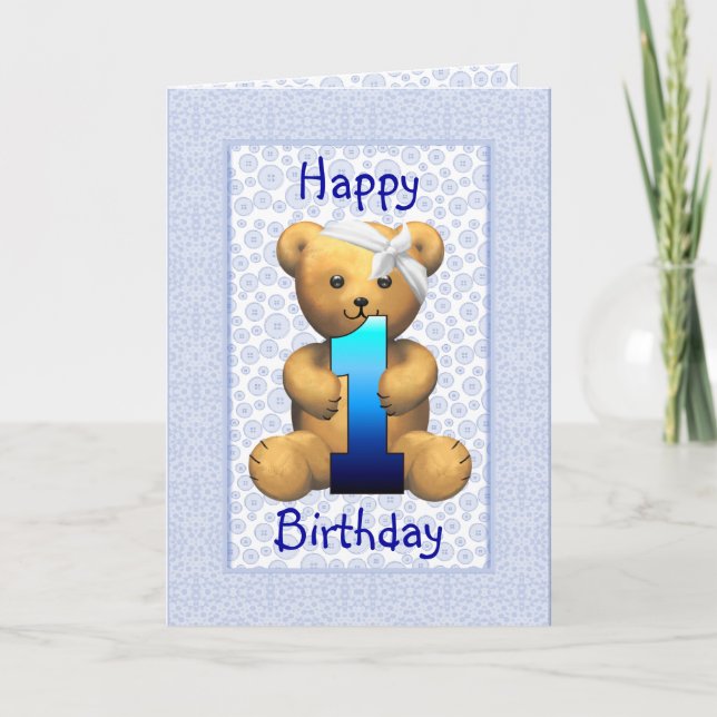Carte Joyeux 1er anniversaire Teddy Bear (Devant)